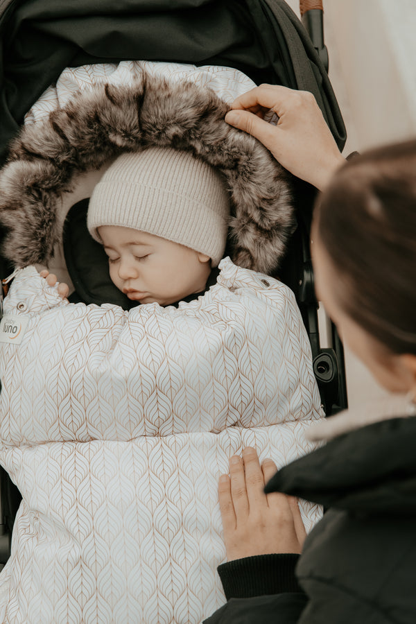 baby luno Nordic Footmuff Pram Liner - White Gold