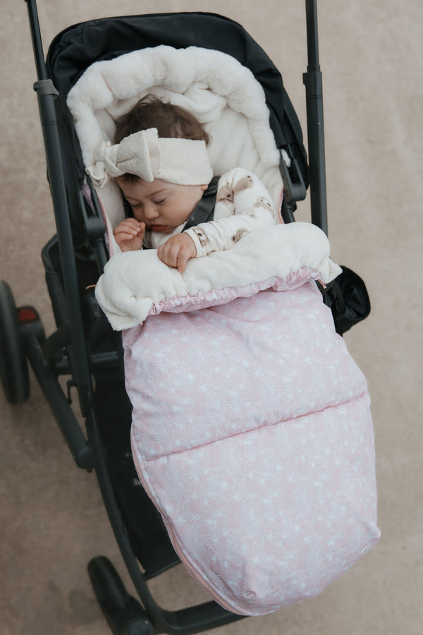 baby luno Nordic Footmuff Pram Liner - Pink Feather