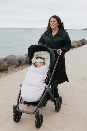 baby luno Nordic Footmuff Pram Liner - Pink Feather