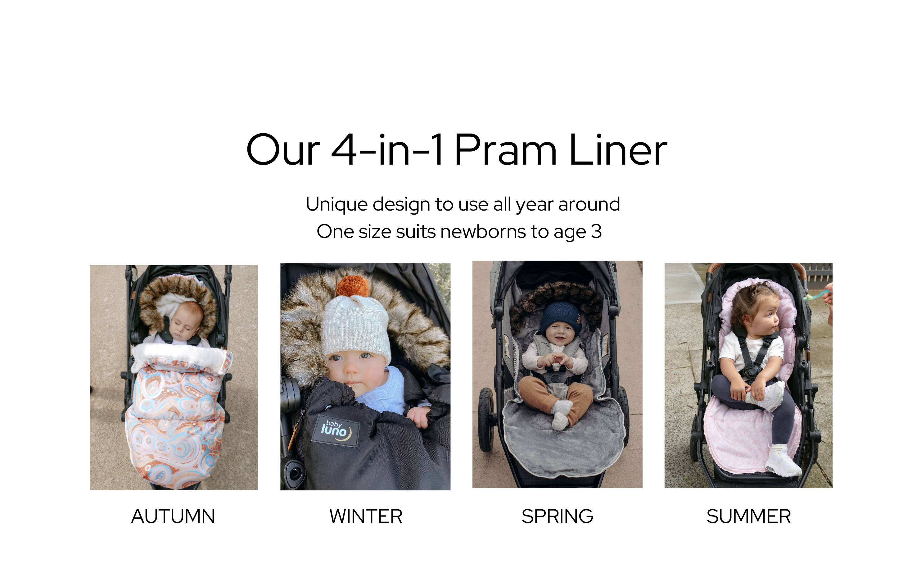4-in-1 reversible pramliner nordic footmuff baby luno