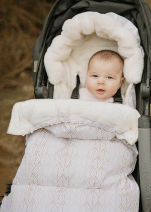baby luno Nordic Footmuff Pram Liner - White Gold