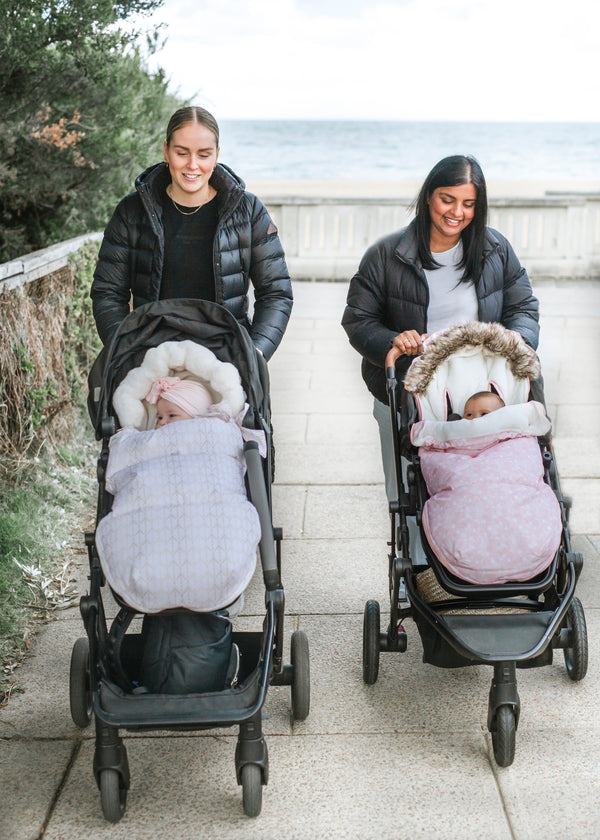 baby luno Nordic Footmuff Pram Liner - White Gold