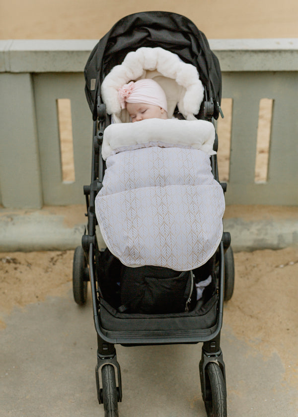 baby luno Nordic Footmuff Pram Liner - White Gold