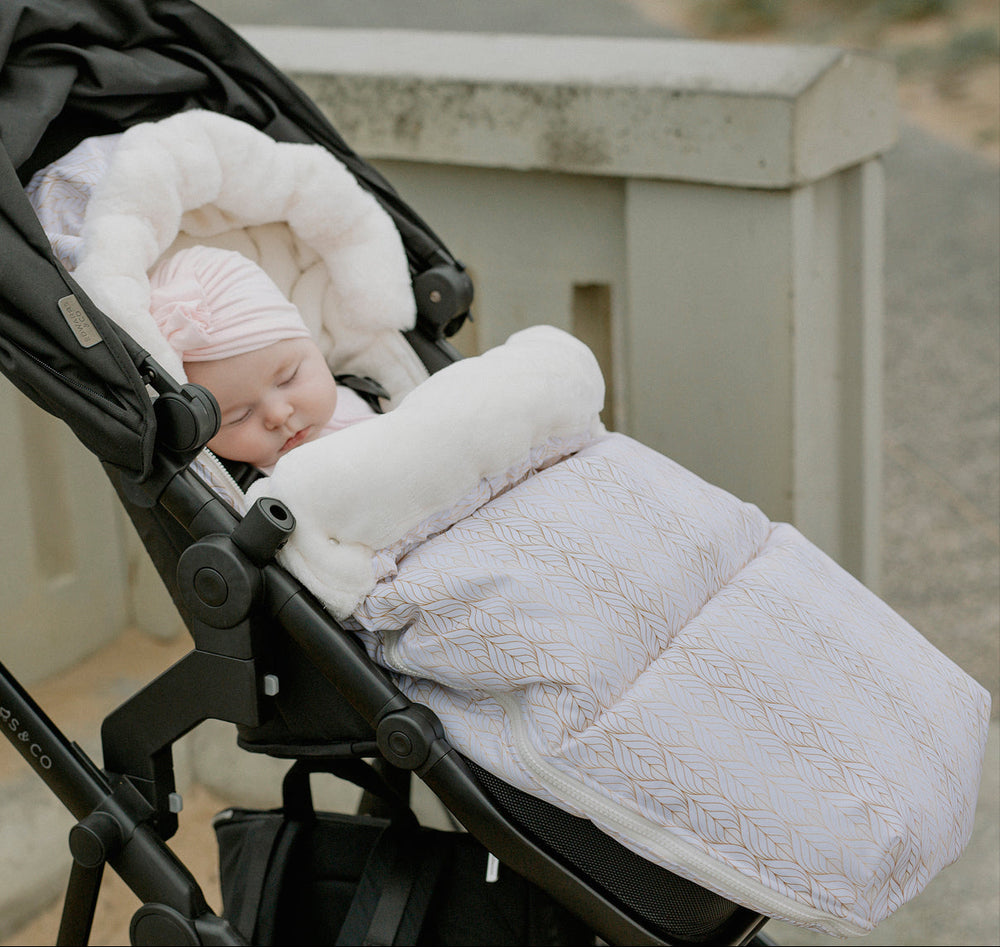 baby luno Nordic Footmuff Pram Liner - White Gold