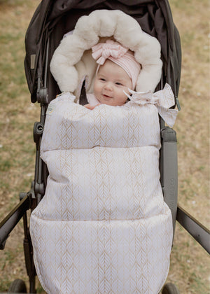 baby luno Nordic Footmuff Pram Liner - White Gold