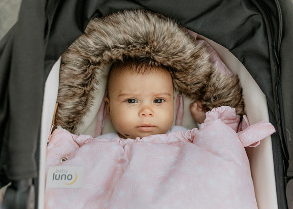baby luno Nordic Footmuff Pram Liner - Pink Feather