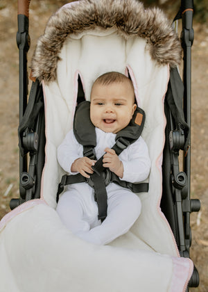 baby luno Nordic Footmuff Pram Liner - Pink Feather