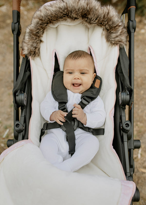 baby luno Nordic Footmuff Pram Liner - Pink Feather