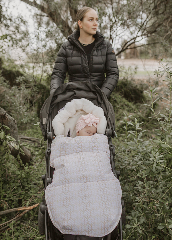 baby luno Nordic Footmuff Pram Liner - White Gold