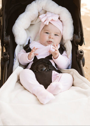 baby luno Nordic Footmuff Pram Liner - White Gold