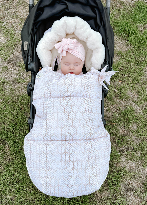 baby luno Nordic Footmuff Pram Liner - White Gold