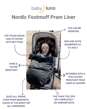 baby luno Nordic Footmuff Pram Liner - Pink Feather