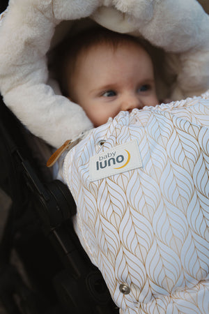 baby luno Nordic Footmuff Pram Liner - White Gold