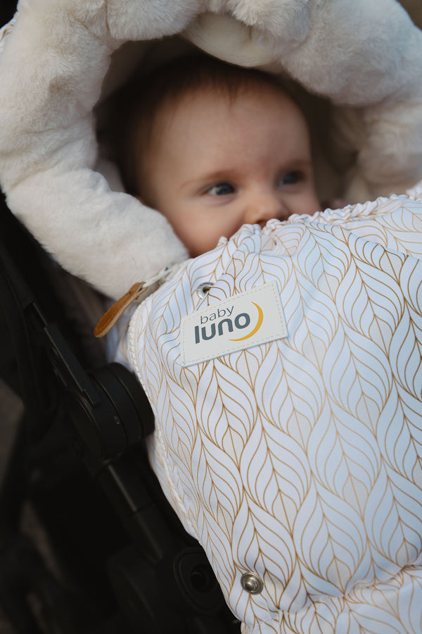 baby luno Nordic Footmuff Pram Liner - White Gold
