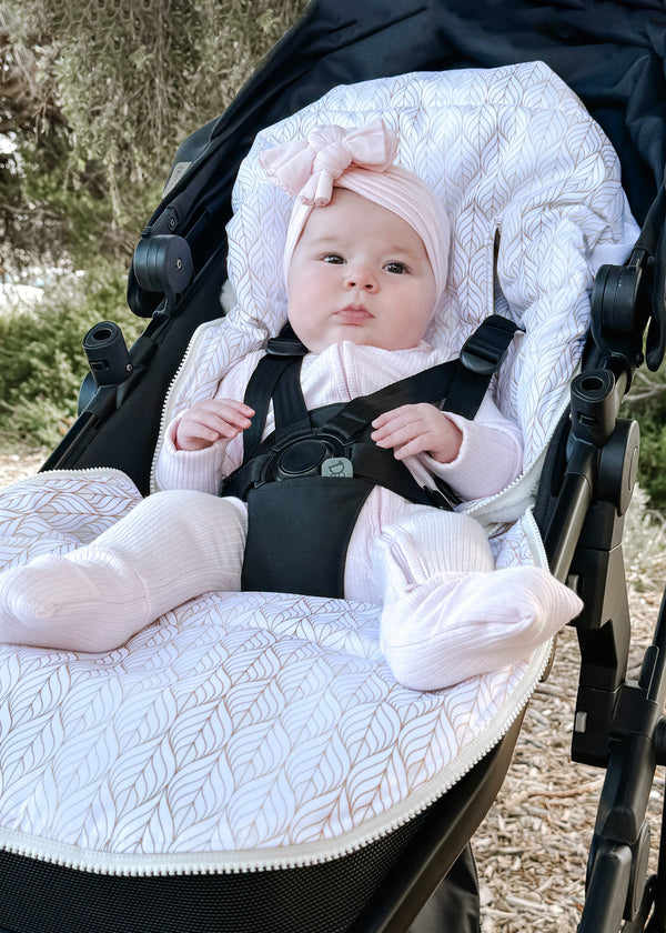 baby luno Nordic Footmuff Pram Liner - White Gold