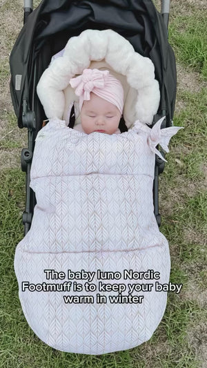 baby luno Nordic Footmuff Pram Liner - White Gold