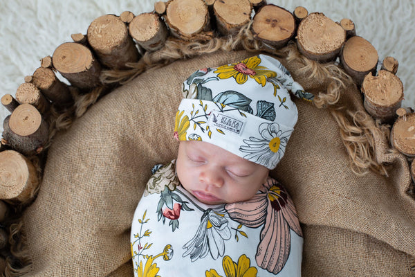 Newborn Bamboo Beanie - Floral Ambrosia