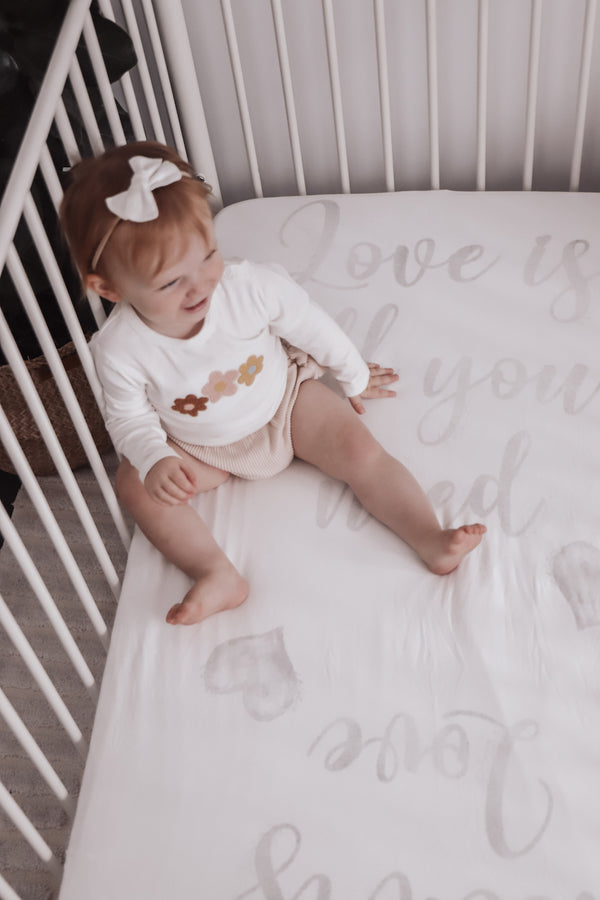 baby luno Bamboo Fitted Cot Sheet - Love Is All You Need