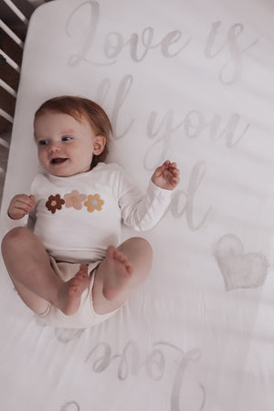baby luno Bamboo Fitted Cot Sheet - Love Is All You Need