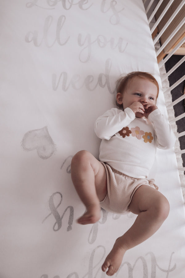 baby luno Bamboo Fitted Cot Sheet - Love Is All You Need