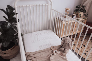 baby luno Bamboo Fitted Cot Sheet - Love Is All You Need