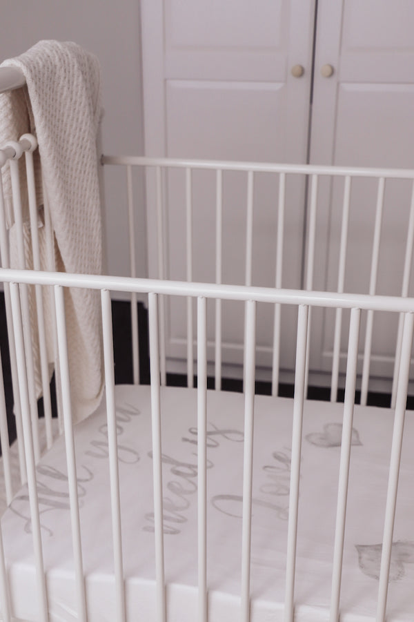 baby luno Bamboo Fitted Cot Sheet - Love Is All You Need