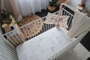 baby luno Bamboo Fitted Cot Sheet - Love Is All You Need
