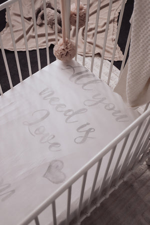 baby luno Bamboo Fitted Cot Sheet - Love Is All You Need