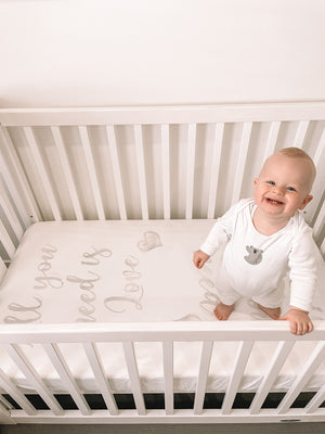 baby luno Bamboo Fitted Cot Sheet - Love Is All You Need