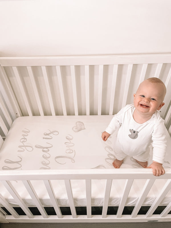 baby luno Bamboo Fitted Cot Sheet - Love Is All You Need