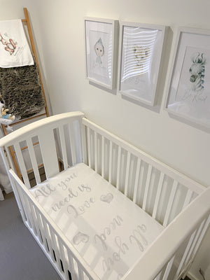 baby luno Bamboo Fitted Cot Sheet - Love Is All You Need