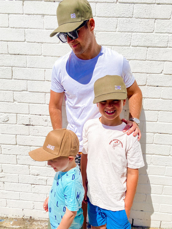 Snapback Hat - PERSONALISED NAME (Kids-Adults) Olive