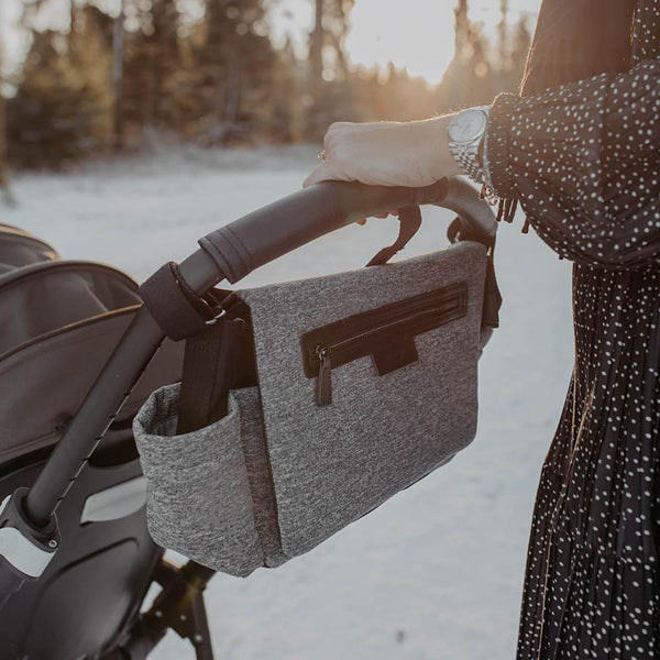 Universal Pram Organiser Storksak Scuba Luxe - Grey Marl - Baby Luno