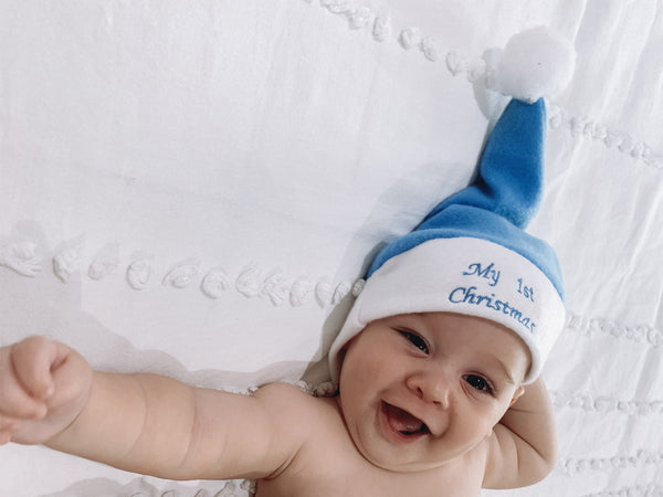 Baby Christmas Santa Hat - Baby Blue - Baby Luno