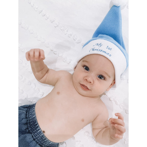 Baby Christmas Santa Hat - Baby Blue - Baby Luno