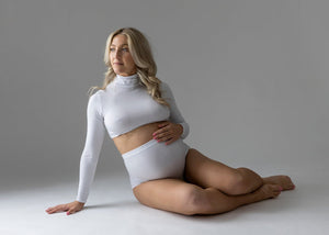 Maternity Turtleneck Crop Top & Panties Set